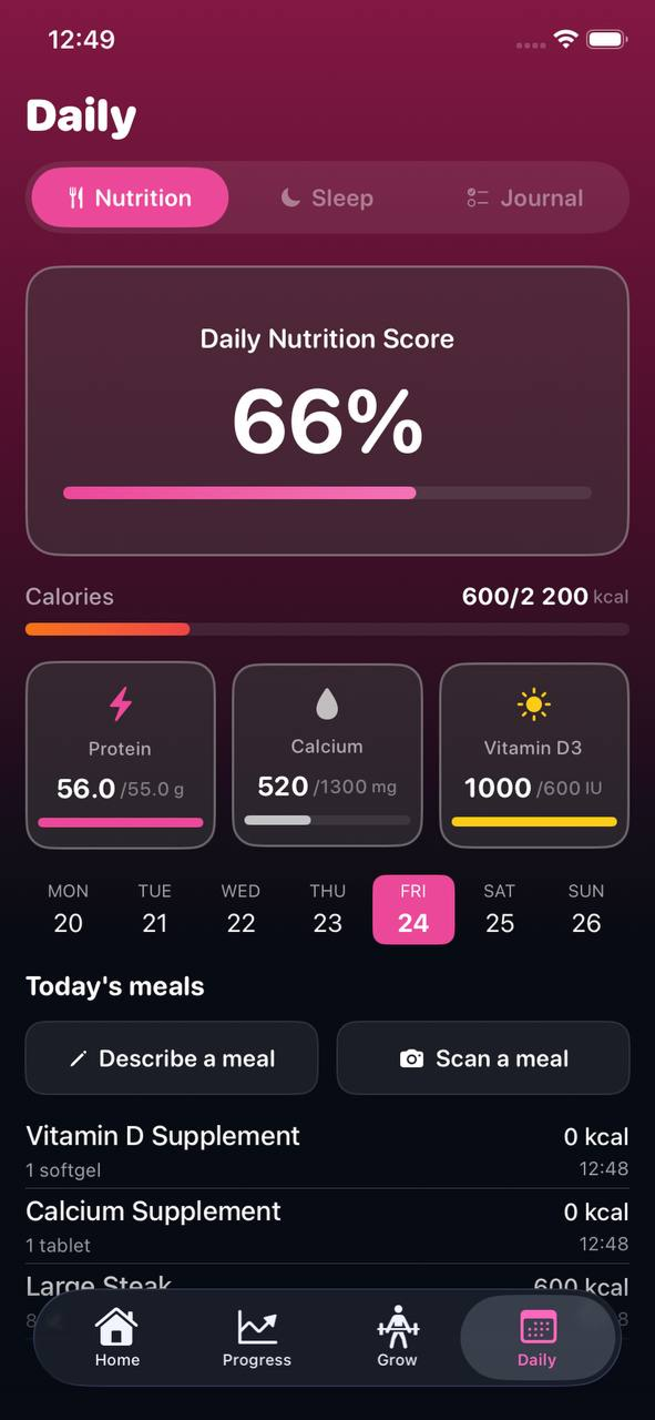 Daily nutrition tracking