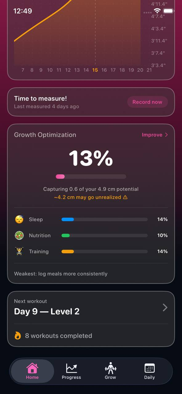 Home dashboard — pink theme